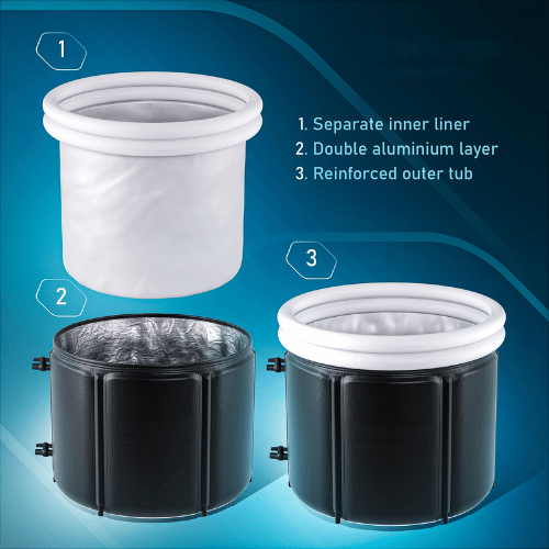 FrostDip Barrel 400 Rigid Ice Bath, Aluminium Frame Cold Plunge Tub, 400L